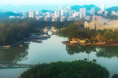 福州西湖公園俯瞰。2019年9月,福州三坊七巷游覽拍攝。
